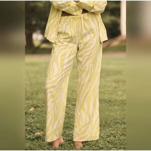 Anthropologie Sz XS Yellow Zebra Stripe Wide Leg Pajama‎ Pant Cotton Modal NEW